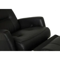 Frans reclinerfåtölj i svart skinn med gung och snurrfunktion