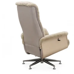 Fårskinnsfåtölj med fotpall beige / whitewash - Ulla + Fläckborttagare för möbler
