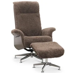 Fårskinnsfåtölj med fotpall - ek/brun - Ulla