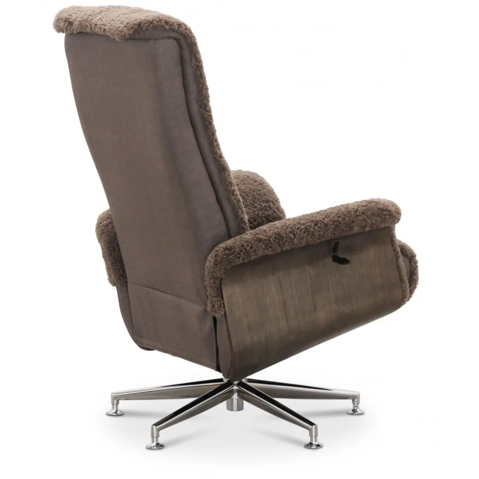 Fårskinnsfåtölj med fotpall - ek/brun - Ulla