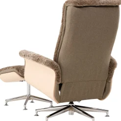 Fårskinnsfåtölj med fotpall - Brun / ek - Ulla