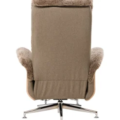 Fårskinnsfåtölj med fotpall - Brun / ek - Ulla