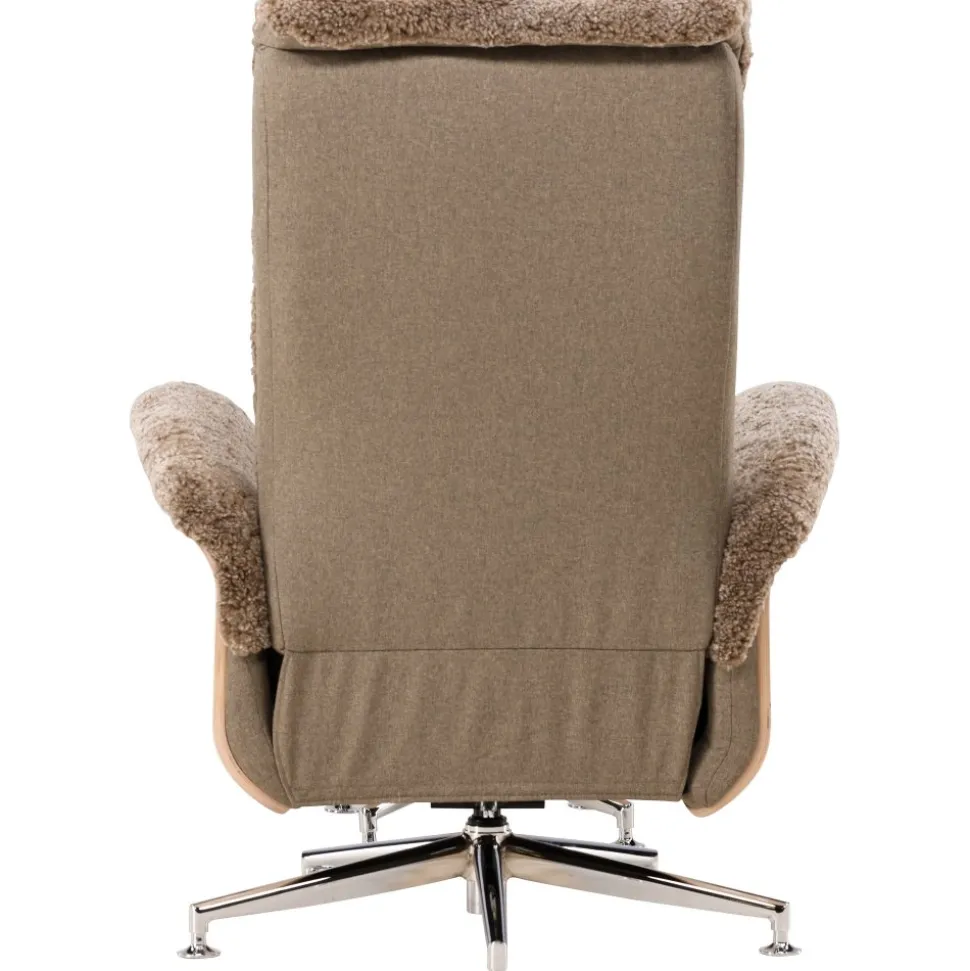 Fårskinnsfåtölj med fotpall - Brun / ek - Ulla