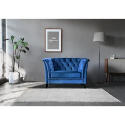 Fåtölj blå Chesterfield - Milton