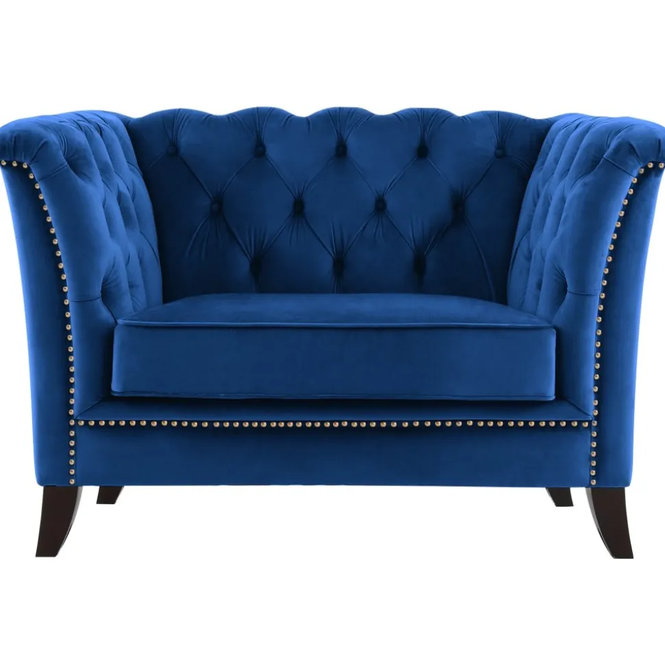 Fåtölj blå Chesterfield - Milton + Fläckborttagare för möbler