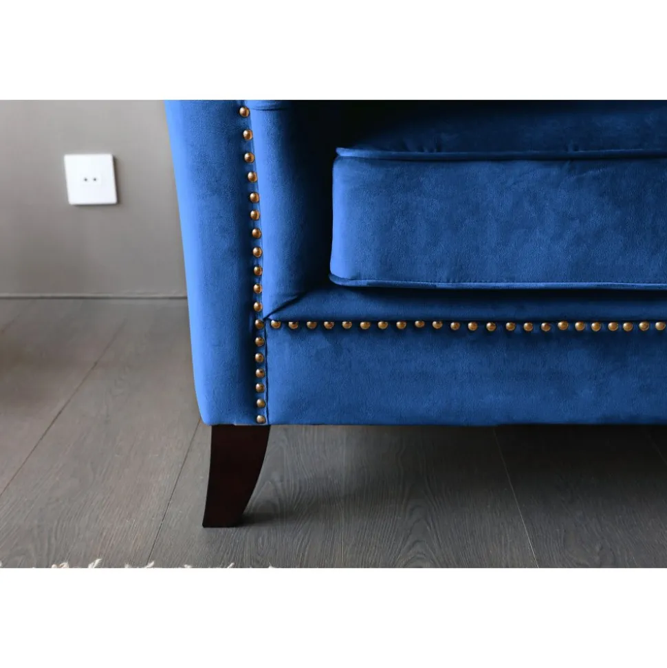 Fåtölj blå Chesterfield - Milton + Fläckborttagare för möbler