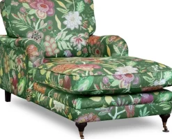 Fåtölj blommigt tyg grön - Schäslong