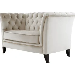 Fåtölj chesterfield beige sammet - Milton + Textilrengöring för möbler