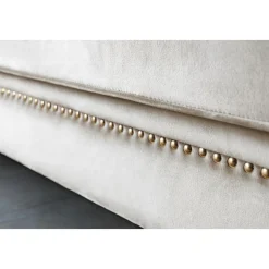 Fåtölj chesterfield beige sammet - Milton + Möbeltassar