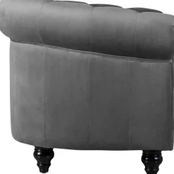 Fåtölj chesterfield grå sammet Royal + Textilrengöring för möbler