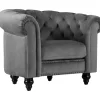 Fåtölj chesterfield grå sammet Royal + Fläckborttagare för möbler