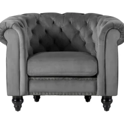 Fåtölj chesterfield grå sammet Royal + Fläckborttagare för möbler