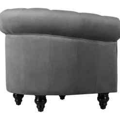 Fåtölj chesterfield grå sammet Royal