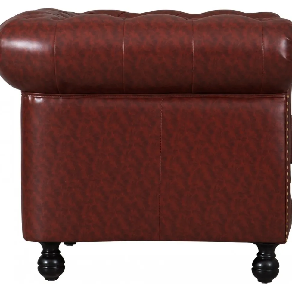 Fåtölj chesterfield i brunt PU - Charles