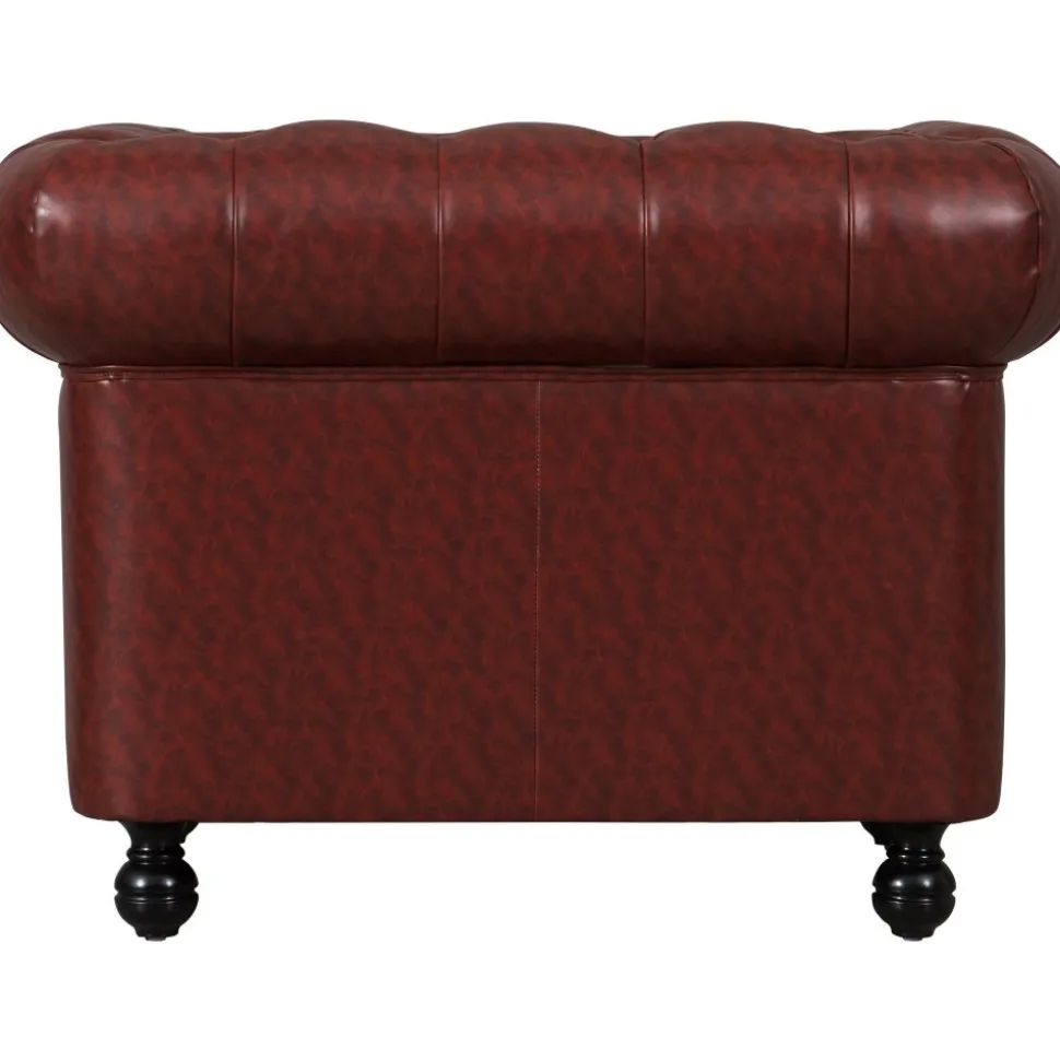 Fåtölj chesterfield i brunt PU - Charles