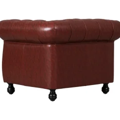 Fåtölj chesterfield i brunt PU - Charles