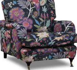 Fåtölj Howard blommigt tyg svart