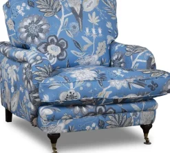 Fåtölj Howard blommigt tyg blå + Fläckborttagare för möbler