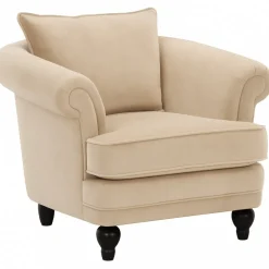 Fåtölj i beige tyg och svarta ben - Gustaf