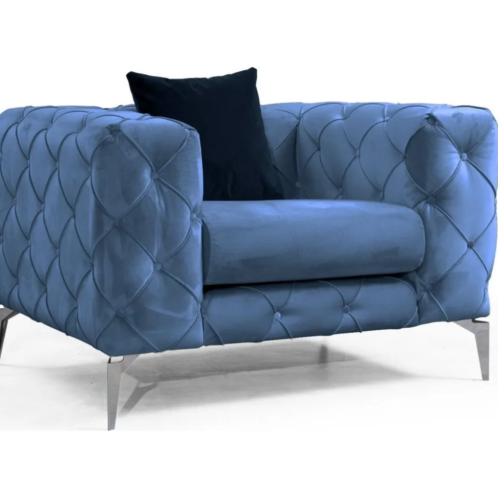 Fåtölj i blå sammet