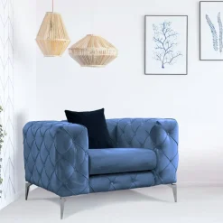 Fåtölj i blå sammet