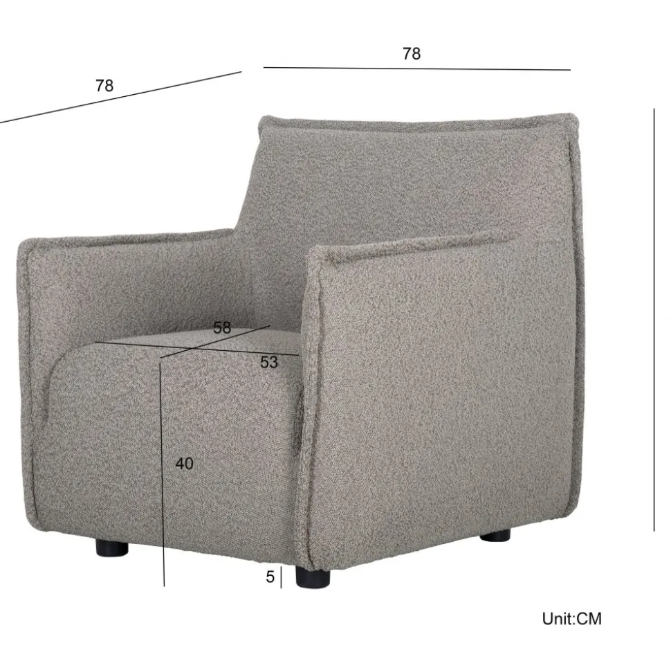 Fåtölj i bouclè - Mörkbeige