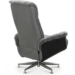 Fåtölj i fårskinn med fotpall - Grå/svart - Ulla + Textilrengöring för möbler