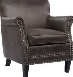 Fåtölj i grå vintage PU - Norberg + Fläckborttagare för möbler