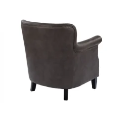 Fåtölj i grå vintage PU - Norberg + Fläckborttagare för möbler