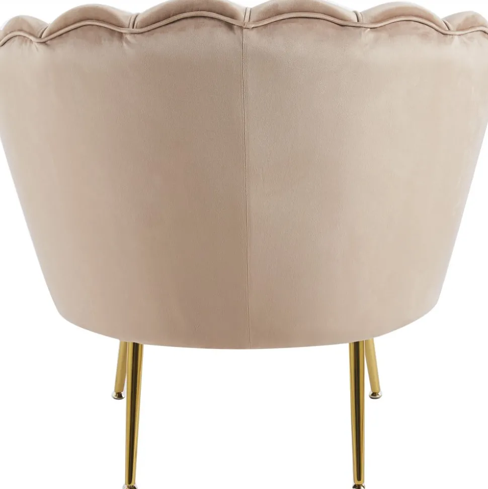 Fåtölj i mörk beige sammet/mässing - Kingsley