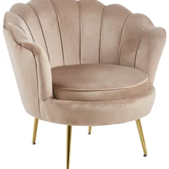 Fåtölj i mörk beige sammet/mässing - Kingsley + Möbeltassar