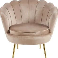 Fåtölj i mörk beige sammet/mässing - Kingsley + Möbeltassar