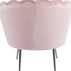 Fåtölj i rosa sammet kromade ben