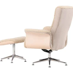 Fåtölj med fotpall - Beige / Whitewash + Textilrengöring för möbler
