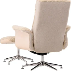 Fåtölj med fotpall - Beige / Whitewash + Fläckborttagare för möbler