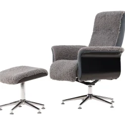 Fåtölj med fotpall - Grå - Hagön + Fläckborttagare för möbler