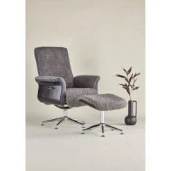 Fåtölj med fotpall - Grå - Hagön + Textilrengöring för möbler