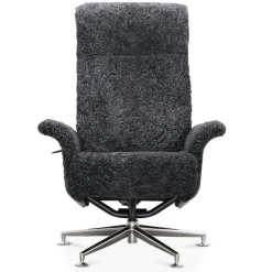 Fåtölj med fotpall fårskinn mörkgrå/svart - Ulla + Fläckborttagare för möbler