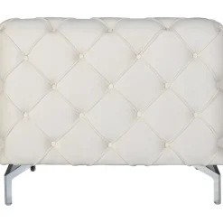 Fåtölj med knappar beige sammet