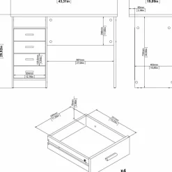 Function Plus skrivbord 110 x 48,5 x 76 cm - Svart ask