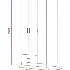 Gabbi vit garderob höjd 170 cm och bredd 90 cm