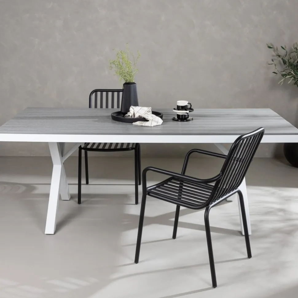 Garcia matbord 200 x 100 cm - Ljusgrå/vit