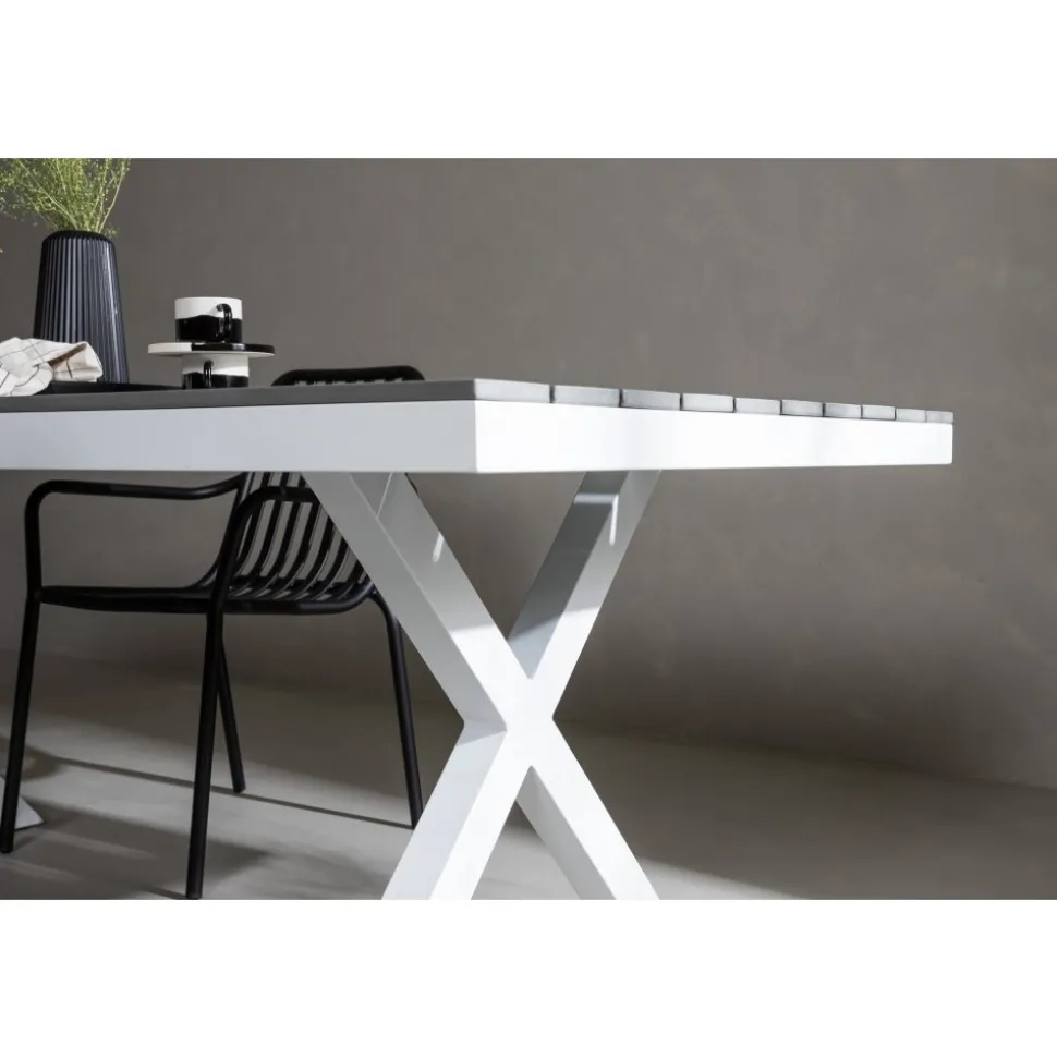 Garcia matbord 200 x 100 cm - Ljusgrå/vit