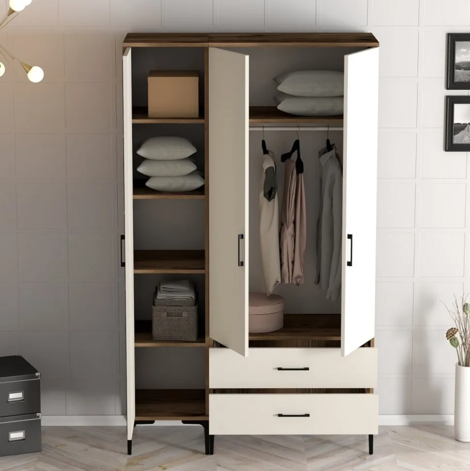 Garderob Kumsal i Valnöt/cream - 120 cm