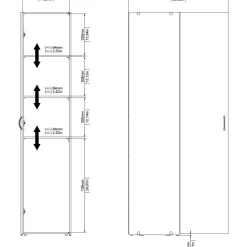 Garderob vit 40 cm bred och 175 cm hög + Möbeltassar