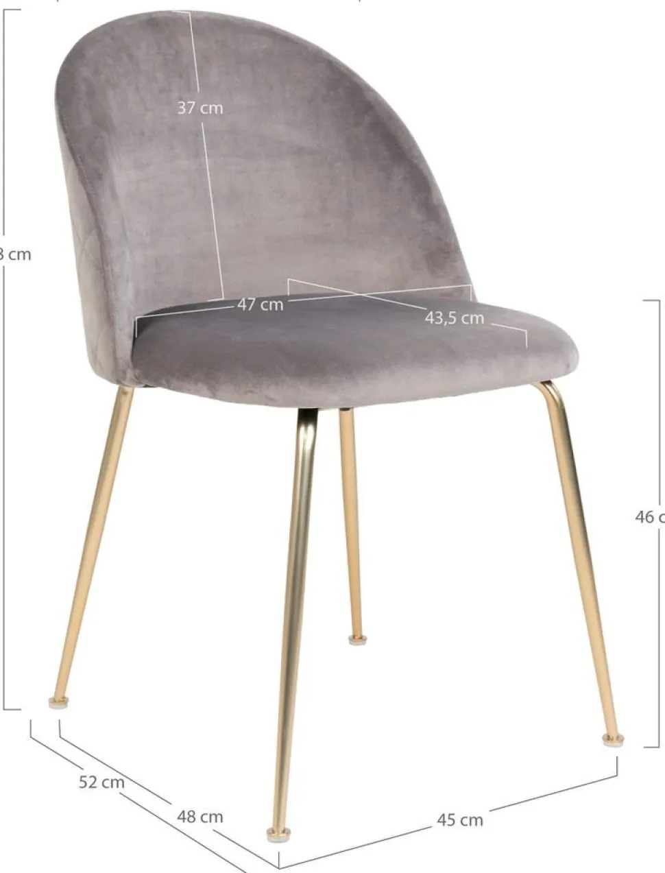 Geneve Matstol - Grå/mässing