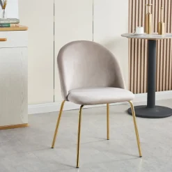 Giovani stol i beige sammet med ben i mässing