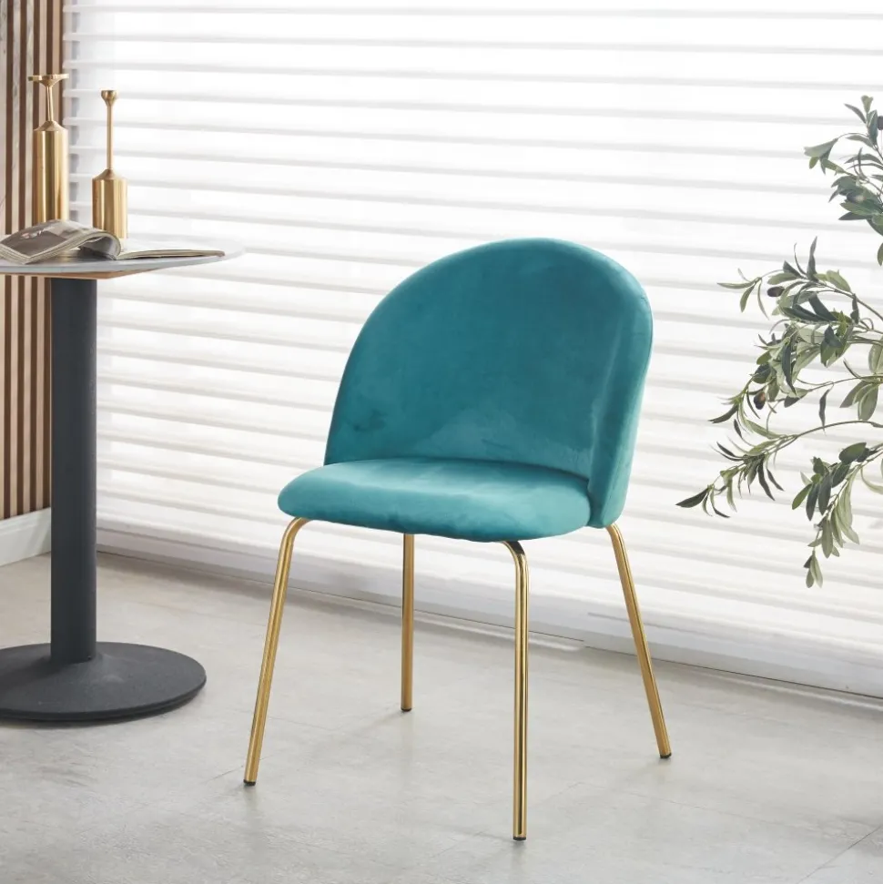 Giovani stol i grön sammet med ben i mässing + Textilrengöring för möbler