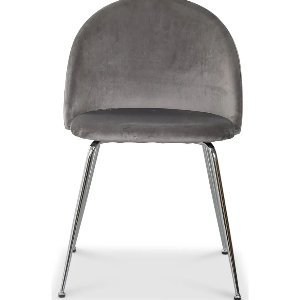 Giovani velvet stol - Ljusgrå / Krom + Möbeltassar