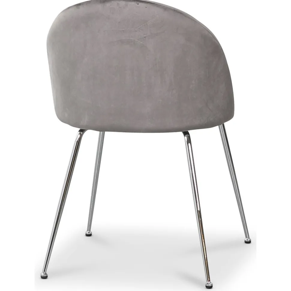 Giovani velvet stol - Ljusgrå / Krom
